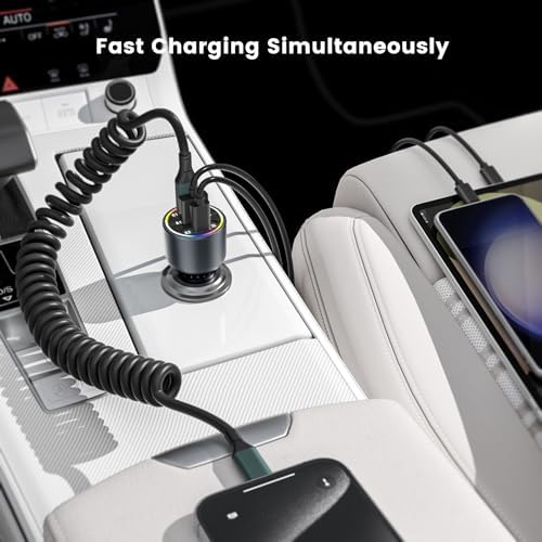 Experience Ultimate Road Power with the HUNDA 160 W USB C Car Charger – Triple Port Fast Charging for i Phone 15, Galaxy S24 & More – PD 100 W & 30 W High-Speed Charging, Compact Design for On-the-Go Convenience, Multi-Device Compatibility with Smart Safety Features for Overcharge Protection