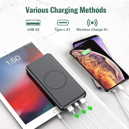 Ultra-High Capacity Wireless Portable Power Bank – 33,800 m Ah with 15 W Fast Wireless Charging & 25 W PD QC 4.0 – Versatile Dual Input & 5 Output Ports – Ideal for i Phone 16/15/14/13/12 & Android Devices – Essential Travel Companion with Enhanced Speed and Durability