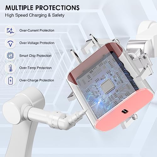 Ultra-Fast 20 W i Phone Charger with 10 ft USB C to Lightning Cable – Stylish Pink Fast Charging Block for i Phone 14 Pro Max, 13, 12, 11, XS, SE, i Pads & Air Pods – Unmatched Compatibility & Durability for On-the-Go Power