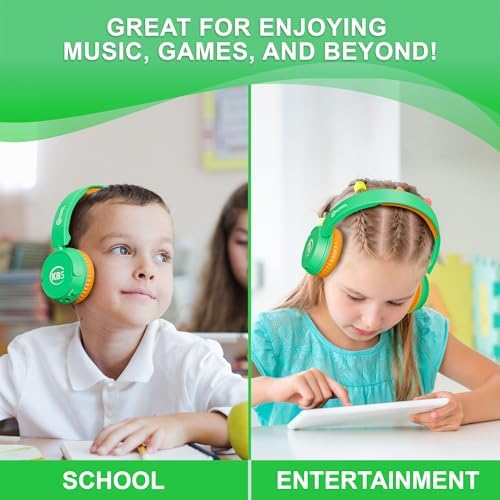 Contixo KB-5 Safe Listening Bluetooth Headphones for Kids – Foldable Over-Ear Design with 85 d B Volume Limiting – Stylish Pink & Blue Headphones for Comfortable Listening – Effortless Wireless Pairing with All Devices for Young Music Enthusiasts