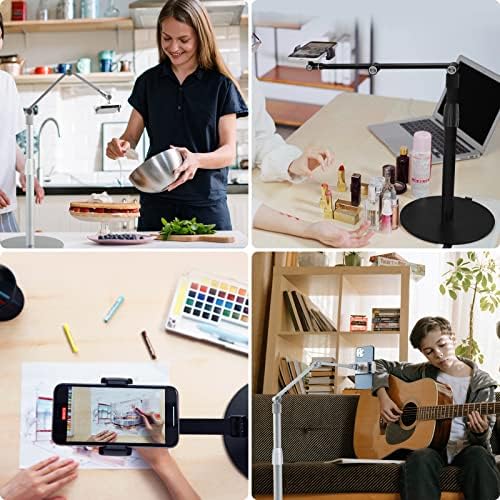Transform Your Workspace with the Viozon 360-Degree Adjustable Overhead Stand – Premium Aluminum Holder for Smartphones & Tablets (3.5-11″) – Compatible with i Phone, i Pad Pro, Samsung, Nexus – Ergonomic Design for Enhanced Comfort and Stability – Perfect for Video Conferencing, Streaming, and Effortless Multitasking