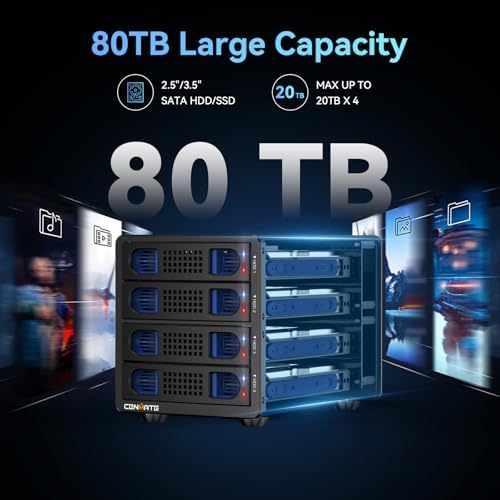 High-Performance Aluminum Dual Bay Hard Drive Enclosure – 10 Gbps USB 3.2 Gen 2 with Cooling Fan for 2.5”/3.5” SATA HDD/SSD, Hot Swappable & Daisy Chain Expansion, Tool-Free Setup for Seamless Data Management