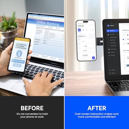 Magnetic Laptop Phone Holder with 15 W Fast Wireless Charging – Perfect Mag Safe Stand for i Phone 12-16 & All Smartphones, Ideal Tesla Accessory for Enhanced Mobility and Productivity