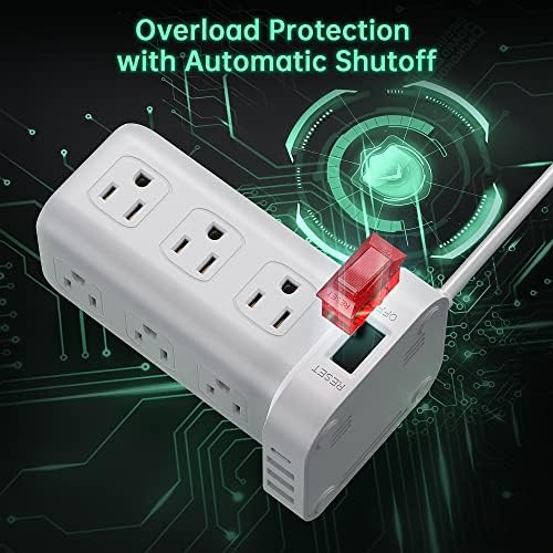 Elevate Your Charging Efficiency with the 12-Outlet Tower Surge Protector Power Strip – 6.5 Feet Extension Cord, 4 USB Ports Including USB-C, Compact Charging Station for Office and Home, Enhanced Surge Protection for Ultimate Device Safety