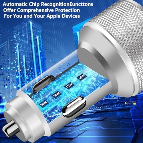 KYOHAYA 90 W Car Charger Bundle – 4-Port USB-C & USB-A Fast Charging Adapter for i Phone 16/15/14/13/12/11 Pro, Galaxy S25/S24, Google Pixel – High-Speed Dual Charging Solution for Road Trips and Daily Commutes – Durable, Compact Design for Enhanced Compatibility and Performance