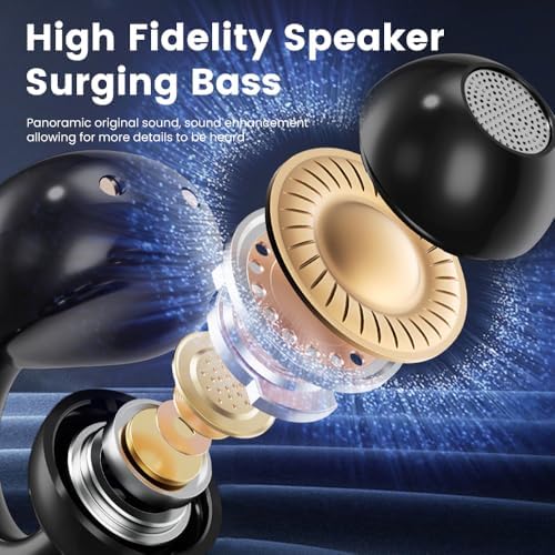 Revolutionary M100 Clip-On Open Earbuds with Advanced LCD Touch Control – Wireless Bluetooth 5.4 Headphones in Trendy Purple – 48-Hour Runtime for Unmatched Audio Freedom – Ideal for Active Lifestyles, Sports, and Fitness Enthusiasts Seeking Enhanced Environmental Awareness and Comfort
