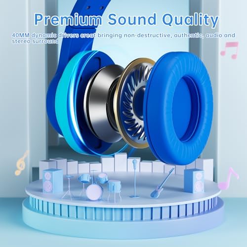 Unleash Your Child’s Potential with Premium USB-C Over-Ear Headphones – Crisp HD Audio, Safe Volume Control for Young Ears, Perfect for Learning and Adventure, Compatible with i Pads, PCs, Tablets – Stylish Foldable Design in Eye-Catching Blue for Ultimate Comfort and Engagement