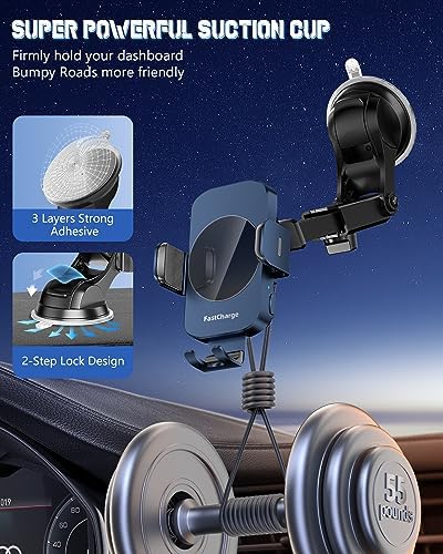 Smart Wireless Car Charger & Auto-Clamping Phone Holder – Fast Charging 3-in-1 Mount for i Phone 11-16 & Samsung Galaxy S23-S9+ – Enhanced Compatibility, Hands-Free Navigation, and Adjustable Viewing Angles for Optimal Convenience