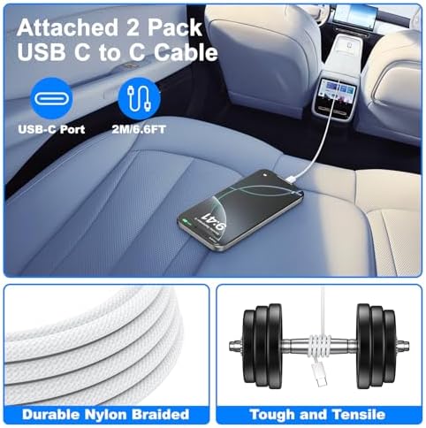 Agtray 65 W 4-Port Fast Charging Car Charger with 6 FT USB C Braided Cable – High-Performance USB C Adapter for i Phone 16, Samsung Galaxy S25, and Pixel 9 – Ultimate Multi-Device Charging Solution for Road Trips and Daily Commutes – Compact, Durable, and Safety-Enhanced Car Accessory