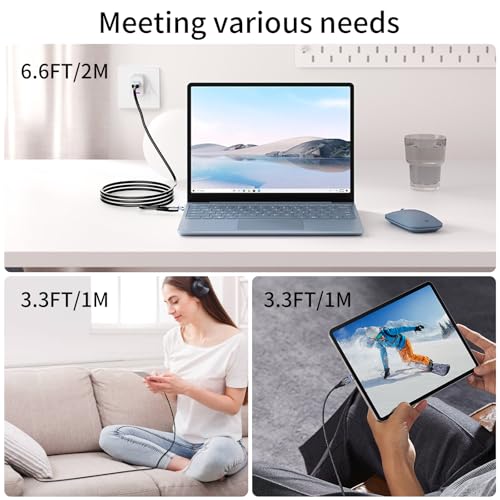 100W Magnetic Charging Cable – 2 in 1Type C & iProducts 5A Fast Charging Cable 480Mbps Data Transfer,Compatible with USB C Device for MaBook Pro/Air,Phone,Pad,S24 and More[3 Pack:3.3/6.6FT] – Enhanced Compatibility and Speed
