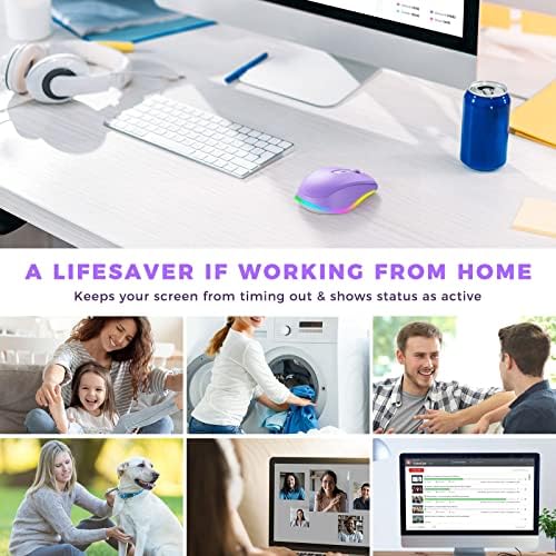 PEIOUS Rechargeable Wireless Mouse with LED – Innovative Jiggler Technology to Keep Your Computer Awake – Sleek Black Design for Optimal Comfort and Productivity