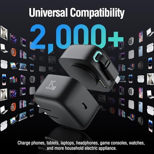 Revolutionary 35 W PD Retractable Charger for i Phone – Versatile Dual Type C Power Adapter with 31.5-Inch Cable | Fast Charging Solution for i Phone 14/13 Pro Max, i Pad, & Air Pods | Compact, Tangle-Free Design for Effortless On-the-Go Power Management