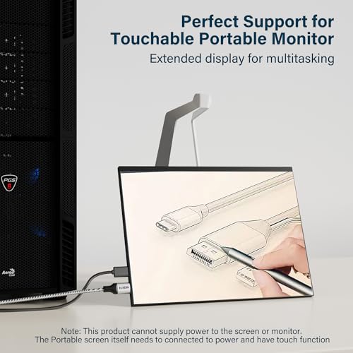 Elecan Uni-Directional DisplayPort to USB-C Adapter Cable 6 Ft 4K@60Hz 2K 1080P, No USB Power Needed High Speed DP Input to Type C Converter, Braided for Touch,iPad,Mac,Portable Monitor,VR/XR/AR+Ties – Enhanced Compatibility and Speed