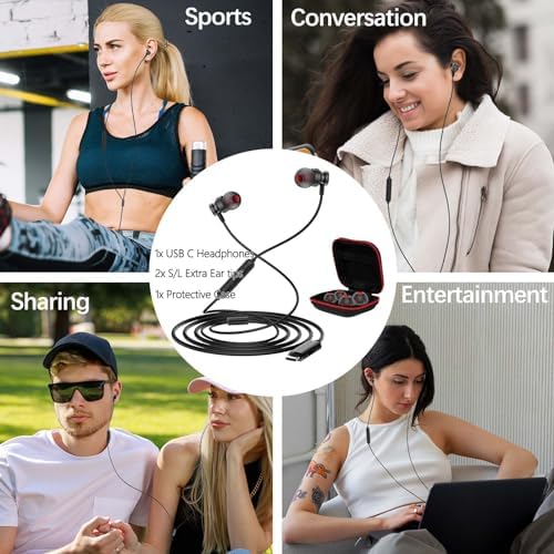 APETOO USB-C Magnetic Noise-Canceling Earbuds – Premium Wired Headphones for i Phone 16 & Samsung Galaxy S24 – Ergonomic Design with Built-in Microphone, Volume Control & Tangle-Free Storage for Superior Sound Quality and All-Day Comfort