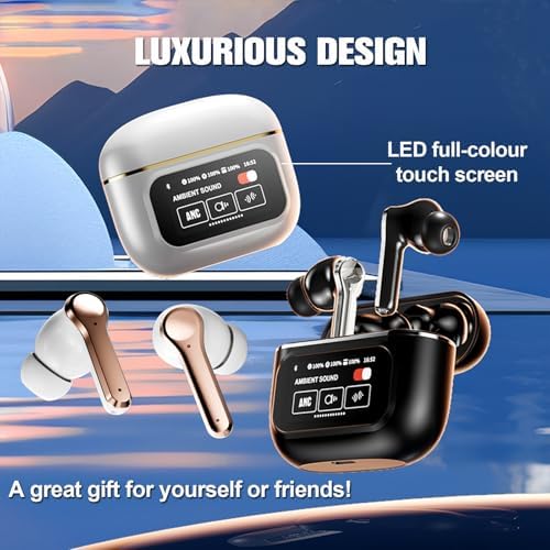 Touch Screen ANC Wireless Earbuds – Next-Gen Bluetooth 5.4 In-Ear Headphones with Premium Noise Cancellation for i Phone & Android – Superior Sound Quality, Comfortable Fit, Perfect for All-Day Listening