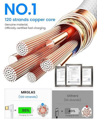 Experience Unmatched Charging Versatility with MRGLAS 4-Pack USB C to USB C Cables – 60 W Fast Charge, Right Angle Design, Perfect for i Phone 16 Pro Max, Samsung S25, and i Pad Pro – Durable Gold-Plated Connectors and Multiple Length Options (10 FT, 6.6 FT, 3.3 FT, 1.6 FT) for Seamless Connectivity and Enhanced Durability – Elevate Your Power Delivery Game with Nylon Braided Cables for Optimal Performance and Reliability