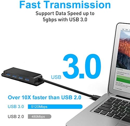 Enhance Your Workstation with the Surkit 4-Port USB 3.0 Portable Desk Hub – Versatile USB Data Hub Featuring 3.3 ft Cable for Seamless Connectivity with Mac Book, XPS, Surface Pro, and More – Perfect for Professionals and Students Alike!