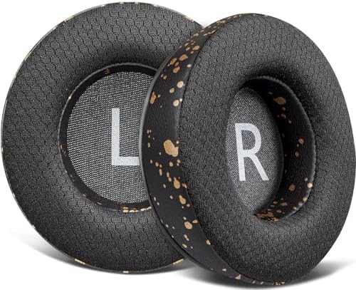Premium SOULWIT Mesh Earpads for JBL Synchros E50, E50 BT, S500, S700 Wireless Headphones – Ultimate Noise Isolation and Comfort Upgrade in Stylish Black Gold – Durable Replacement Cushions for Enhanced Audio Experience