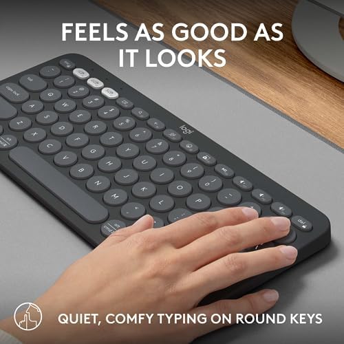 Logitech Pebble Keys 2 K380 s: Versatile Multi-Device Bluetooth Wireless Keyboard with Customizable Shortcuts, Slim & Portable Design for Ultimate Productivity Across Windows, mac OS, i Pad OS, Android, and Chrome OS – Tonal Graphite Finish for Style and Comfort