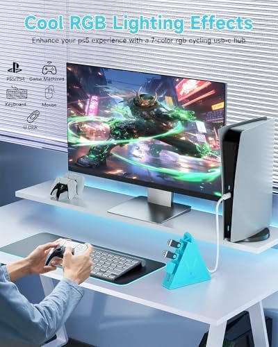 Maximize Your Device Connectivity with the Stylish Dark Purple USB C Hub Tower – 4-Port Splitter Adapter Featuring 2 FT Cable for Mac Book, i Mac, and Surface – High-Speed USB 3.0 Hub for Effortless Multi-Device Management and Enhanced Productivity