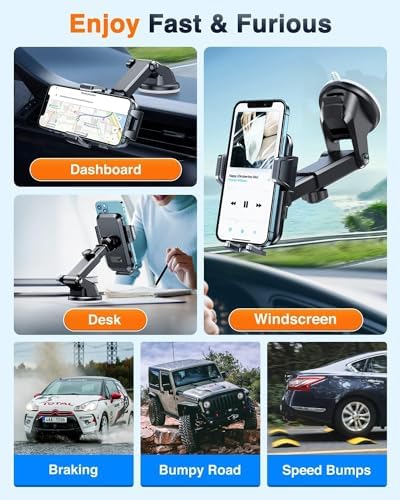 VANMASS 2025 Premium Car Phone Holder – Unmatched 85+ LBS Suction Power for Secure Hands-Free Navigation | Universal Compatibility with i Phone 16 Pro Max, 15, 14, 13 & Android Devices | Versatile Windshield, Dashboard & Air Vent Mount for Maximum Convenience | Durable Design Ensures Safe Driving Experience