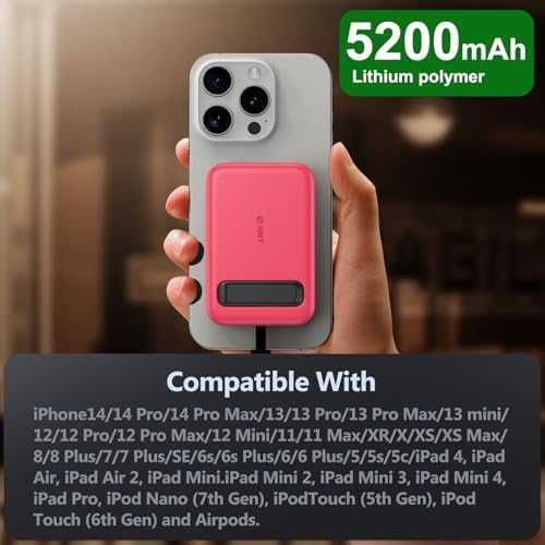 Compact Portable Charger for Apple Watch with Built-in Type-C Cable – 5200 m Ah Travel Power Bank for Apple Watch Series Ultra, 9, 8, 7, 6, SE, 5, 4, 3, 2 & i Phone 15 Pro Max – Efficient, Lightweight Design for On-the-Go Charging Solutions – Enhanced Compatibility and Fast Power Delivery