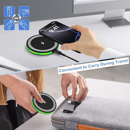 Samsung Galaxy S25 Ultra Fast Wireless Charging Pad – 15 W Qi Charger with QC3.0 Adapter for Galaxy S Series, Google Pixel & More – Slim, Anti-Slip Design for Home or Travel – Safe, Sleep-Friendly Charging with LED Indicator – High-Speed Power for All Qi-Compatible Devices