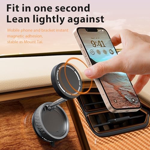 Eastcoo Vacuum Suction Magnetic Phone Holder with 360 Degree Rotation, Handsfree Magnetic Phone Holder Mount for Car/Smooth Surface,Foldable and Retractable Phone Holder for All Phones,White – Enhanced Compatibility and Speed