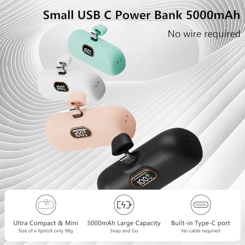 LUCKYDUO 5000 m Ah Ultra-Compact Power Bank with 20 W Fast Charging – Lightweight USB-C Portable Charger for i Phone 15/16, Air Pods, Samsung Galaxy & Android Devices – LED Battery Status Display for Effortless Power Management