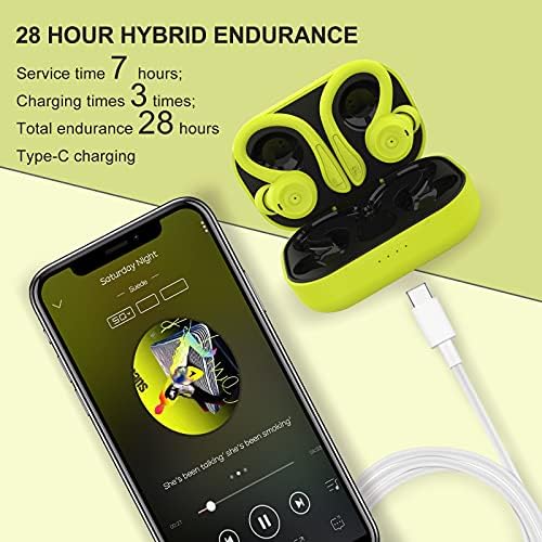Ultimate Green Wireless Earbuds with Earhooks – Bluetooth 5.1 Noise Cancelling Sports Headphones, Waterproof Design for Secure Fit During Workouts, Compact Earphones for Enhanced Sound Quality and Durability