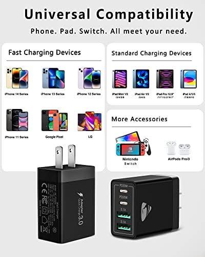 Aiminu 40 W 4-Port USB C Wall Charger Block 3-Pack – Efficient PD Fast Charging Solution for i Phone 15/14/13/12/11/Pro Max, i Pad & Android Devices – Ideal for Home, Travel, and Multi-Device Power Needs
