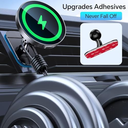 Kaistyle Mag Safe Car Charger Mount – Ultimate Magnetic Wireless Charging Solution for i Phone 16, 15, 14, 13, 12 – Dual Dashboard & Vent Compatibility, Enhanced Magnet Strength for Secure Device Hold, Fast Charging Efficiency, Sleek Design for Modern Cars, Perfect for Mag Safe Cases – Elevate Your Driving Experience with Hassle-Free Navigation and Power