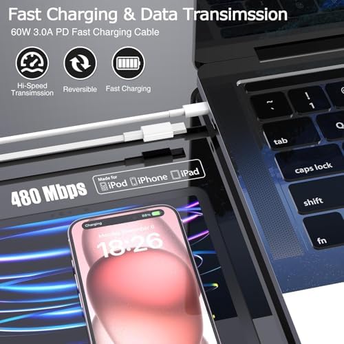 Dual USB-C Fast Charging Block for i Phone 16 | 2-Pack Adapter Set with USB-C Cables | Universal Compatibility for i Phone 15, i Pad Pro | Efficient PD Charging Solution for Home & Travel | Compact Design for On-the-Go Power Management