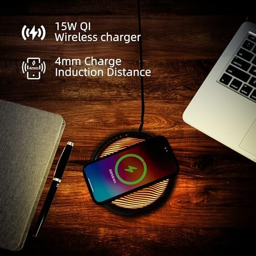 Experience Ultimate Convenience with CATY&KITTEN LED Wireless Charging Station for i Phone 13-16 – Fast Qi-Certified Charger with Integrated Nightstand Light and Sleek Design for Effortless Charging and Enhanced Aesthetics.