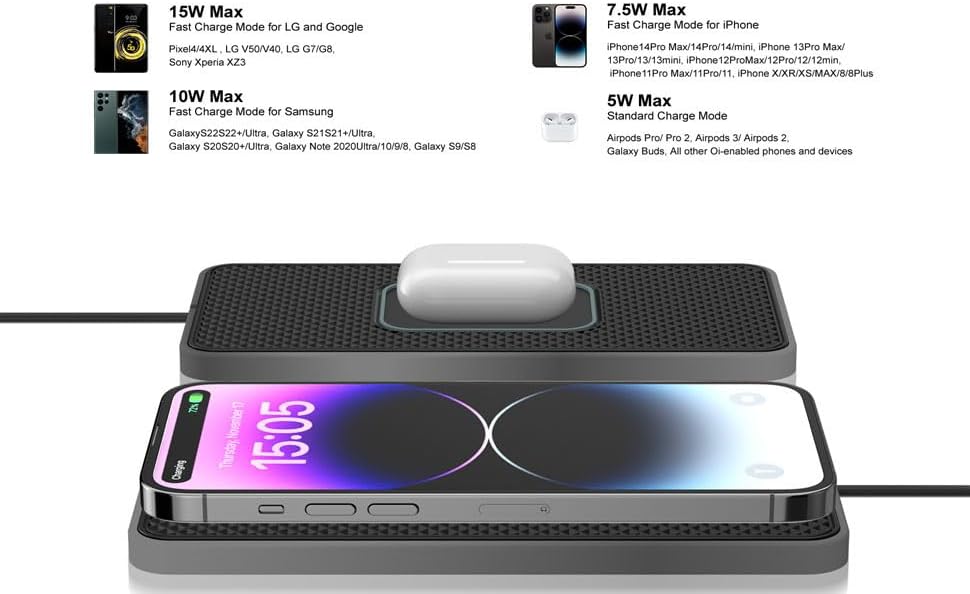 Magnetic Wireless Car Charger Pad – 15 W Fast Charging Solution for i Phone 12-16 Series with Mag Safe Compatibility, 30 cm Cable for Easy Installation, Durable Design with Overheat Protection – Effortless On-the-Go Power for Your Device