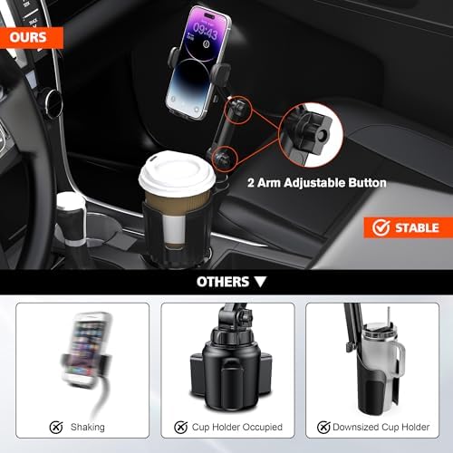 Revolutionary 2-in-1 Car Phone Mount & Cup Holder Set – Effortless 360° Adjustability for 4-7″ Smartphones, Unmatched Stability for Safe Navigation & Beverage Support, Essential Accessory for Modern Drivers