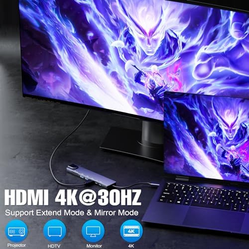 Ultimate 8-in-1 USB C Hub: 4 K HDMI, Gigabit Ethernet & PD 100 W Charging for Seamless Connectivity with Mac Book, Dell, HP, Lenovo, and Surface Devices – Enhance Your Workspace with High-Speed Data Transfer and Multi-Device Compatibility!
