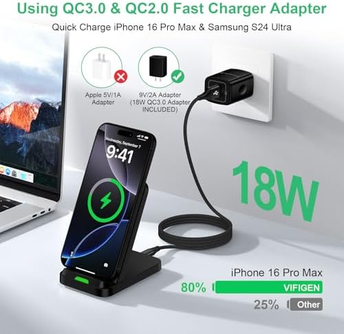 Samsung Wireless Charger Station for Galaxy S25 Series & Moto G 2025 – Fast 18 W Charging Stand, Anti-Slip Design, Enhanced Compatibility for Effortless Power-Up – Ideal for Home & Office Use