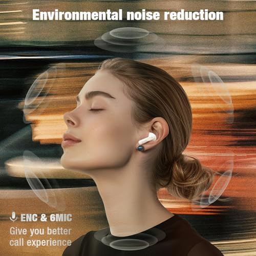 Premium Hybrid Active Noise Cancelling Wireless Earbuds with 6-Mic ENC Technology for Crystal-Clear Calls, 30-Hour Extended Battery Life, and Deep Bass – Stylish White Finish with Lightning-Fast Bluetooth 5.4 for Unmatched Comfort and Superior Sound Experience