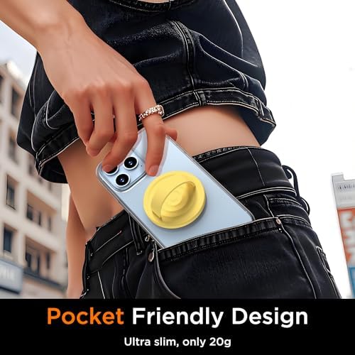 Upgraded Magnetic Phone Grip for i Phone: Premium Silicone Loop Holder with Mag Safe Compatibility – Ergonomic 360-Degree Stand, Non-Slip Design in Sleek Black for Enhanced Comfort and Secure Handling on i Phone 16/15/14/13/12 Pro Max/Plus