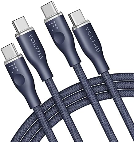VOLTME 3.3 ft USB C Cable 2-Pack – Premium Nylon Braided Type C Charger for Fast Charging & High-Speed Data Transfer – Compatible with Mac Book Pro 2020, i Pad Pro 2021, Galaxy S22, Pixel, Switch & More – Durable, Universal Charging Solution in Grey for Enhanced Performance and Longevity