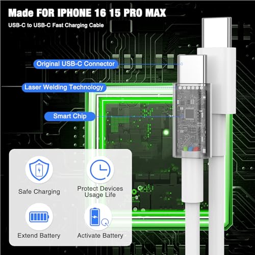 Super Fast 45 W USB-C Charger with 6 FT Cable for Air Pods 4 & Pro 2, i Phone 16/15 Pro Max, i Pad 10/11 & Samsung S25 Ultra | Compact, High-Speed Charging Block with Safety Features for Optimal Device Performance | Perfect for Travel & Everyday Use