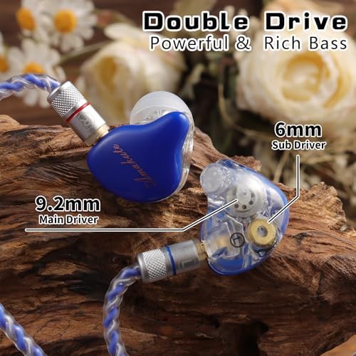 Premium Hi-Fi Dual Driver In-Ear Monitor Earbuds with Detachable Cable – Noise-Canceling Headset for Musicians, Singers & Audiophiles | Elegant Wood Grain Design for Superior Sound Isolation and Versatile Compatibility