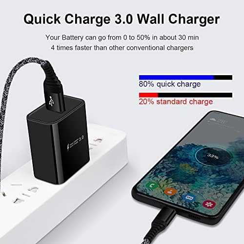 Ultra-Fast Adaptive Charger for Samsung Galaxy – 25 W Quick Charge 3.0 with 3 ft USB Type-C Cable – Optimized for Galaxy A Series and S Series Models – Lightweight, Durable, and Efficient Charging Solution for On-the-Go Power Users