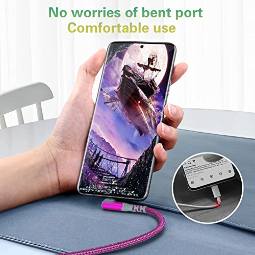 10 FT 5-Pack USB C Charging Cables – Fast 3.1 A Right Angle Nylon Braided Charger for Seamless Compatibility with Samsung S22, i Pad Pro, Mac Book Air & Pixel 7 – Durable, Flexible Power Solution for Home & Travel