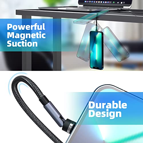 Revolutionize Your Charging Experience with the 540 Rotation Magnetic Charging Cable – 3 A Fast Charge 3-in-1 USB Cable (10 FT, 3-Pack) for i Phone, Micro USB & Type C Devices – Unmatched Flexibility and Durability for On-the-Go Power Solutions
