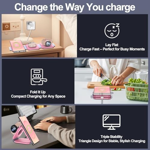 Compact 3-in-1 Foldable Wireless Charging Hub for Samsung Devices – Ultimate Travel Solution for Galaxy S25 Ultra, S24, Z Flip 6/5, Watch 7, and Buds Pro3 – Safe, Sleek, and Efficient Docking Station for All Your Charging Needs – Ideal for Home, Office, and On-the-Go Power Management – Space-Saving Design with Advanced Safety Features – Includes USB Type-C Cable and 18 W Power Adapter – Elevate Your Charging Experience with This Versatile, Multi-Device Station