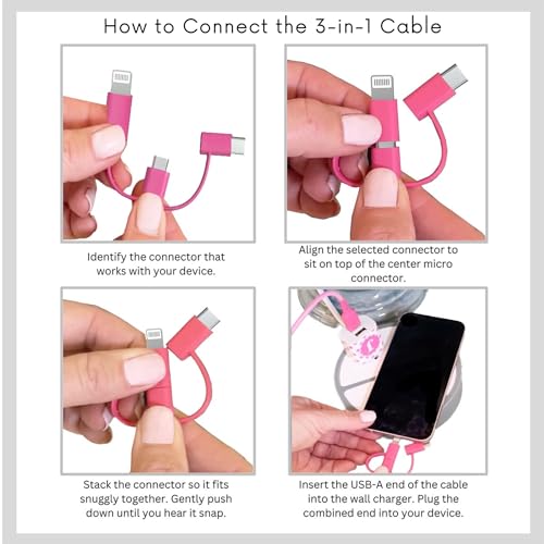 Versatile 3-in-1 Universal Charging Cable – 6 ft Nylon Braided Charger for i Phone, Android & More | Lightning, Type C & Micro USB Compatibility | Fast Charging Solution in Vibrant Tangerine for Ultimate Convenience and Style