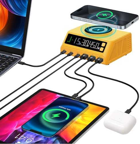 Ultimate 110 W USB C Multi-Device Charging Station – 6-Port Fast Charger with Magnetic Wireless Dock for i Phone, i Pad, Mac Book, Samsung Tablets, and Android Devices – Enhanced Ga N Technology for Superior Speed and Universal Compatibility