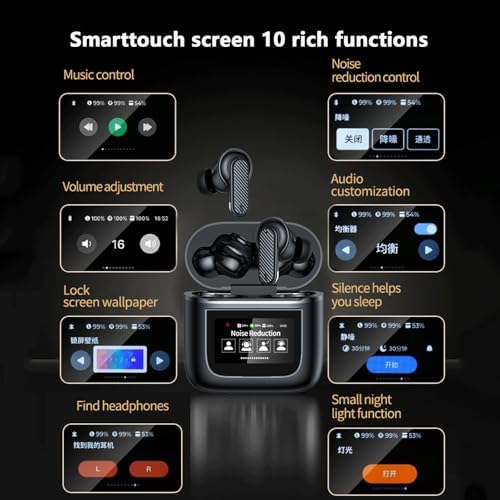 Transform Your Listening Experience with TWS Touch Screen Bluetooth Earbuds – Superior Active Noise Cancellation for Small Ears, Effortless Bluetooth 5.4 Connectivity, and Intuitive Touch Controls for i Phone & Android – Stylish, Lightweight Design for Ultimate Comfort on the Move